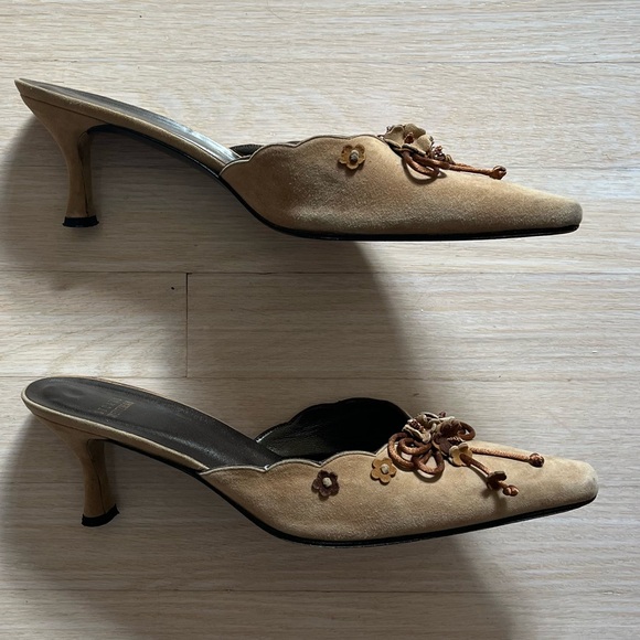 Stuart Weitzman Suede Mules with Floral Accents - Picture 4 of 11